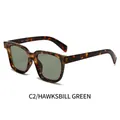 Retro square sunglasses in tortoiseshell frame with dark green lenses C2 variant - Tortoiseshell Frame Dark Green Lens