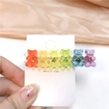 Dettaglio di sei mollette per capelli a forma di orsetto in resina color arcobaleno - Stile a 6 Orsetti