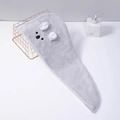 Absorbent grey coral fleece hair towel wrap with cute koala embroidery and 3D ears - Grey Koala Hair Drying Cap / 24*64cm