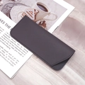 Dark gray soft PU leather glasses pouch with lychee texture and envelope closure - Small / Gray Flat Grain