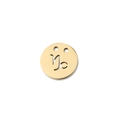 Detail of gold mirror stainless steel circular charm with Capricorn zodiac cutout - Capricorn