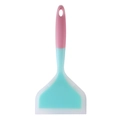 Spatule en silicone rose et bleu clair pour poêles antiadhésives et tamagoyaki - Tête Bleue Manche Rose