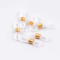 Transparent silicone eyeglass chain connectors with adjustable gold metal coils - White+Gold