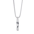 Collana unisex con pendente a barra ritorta argento e catena box in acciaio inossidabile - Argento (Catena da 60cm)