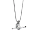 Creative silver titanium steel skateboard truck pendant necklace with a box chain style - Chain Length 60cm / Silver