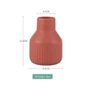 Minimalist red matte ceramic vase with vertical striped texture and size specifications - Small / Red