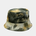 Detailed close-up of tie-dye corduroy fabric texture on a stylish reversible bucket hat - M (56-58cm) / Thick Stripe Green Tie-Dye