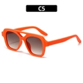 Trendy orange square sunglasses with gradient brown lenses and double bridge design - Orange Frame Light Grey Lens (C5)