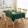 Solid green rectangle cotton tablecloth with white decorative fringe for dining tables - 60x60cm / Dark Green