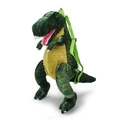 Grüner Plüsch Dinosaurier Rucksack mit 3D-Details und verstellbaren Trägern in Weizen - Grüner Tyrannosaurus