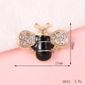 Golden honey bee alloy charm with black enamel and clear rhinestones for DIY crafts - D833 Enamel Small Bee