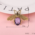 Vintage gold bee alloy accessory with purple gemstone inlay for DIY jewelry crafts - D1032 Purple Bee