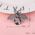 DIY bee jewelry accessory with grey marquise crystal and metal wings on pink surface - D1046 Gray Bee