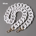 Detailed view of an 85cm white matte acrylic chunky chain strap with gold metal spring buckles - 85cm / Frosted White