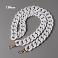White matte acrylic chunky bag chain strap with 120cm length and gold metal clasps - 120cm / Frosted White