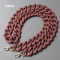 Close-up of matte brick red acrylic handbag chain strap with gold lobster clasps 120cm - 120cm / Red Brown