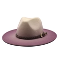 Classic wide brim fedora hat in gradient beige and deep purple wool with leather band - Purple Gradient / M (56-58cm)