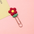 Creative red flower bookmark clip with rose gold metal paperclip for office stationery - Little Red Flower