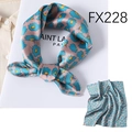 Foulard quadrato di seta rosa e viola con stampa di margherite blu a fiocco - 50*50CM / FX-228 Motivo floreale blu e rosa