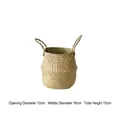 Handwoven seagrass plant basket with handles, natural finish, 16cm middle diameter size - Extra Small (Diameter 12cm Belly 16cm) / Original Color