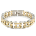 Bracciale da uomo a catena di bicicletta bicolore in acciaio inossidabile argento e oro - oro bicolore