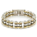Bracciale a catena da motociclista in acciaio titanio argento oro e nero con chiusura - Bicolore Nero Oro