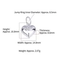 Ciondolo a cuore 3D in argento sterling S925 lucido con dimensioni e peso specificati - Argento - Grande