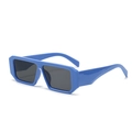 Stylish square flat top sunglasses with vibrant bright blue frames and black lenses - Blue Frame Gray Lens