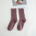 Women's purple mid-calf cotton socks with ribbed knit texture in a minimalist layout - Taro Purple
