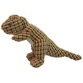 Brown corduroy T-rex plush dog toy for aggressive chewers with squeaky texture - Brown Dinosaur