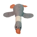 Durable grey plush duck dog toy with orange feet and textured fabric for chewing - Grey Wild Goose