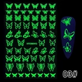Stickers ongles papillon vert néon phosphorescents avec ongle de démonstration - Lumineux 03-Série Papillons (XF8360YG)