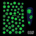 Autocollants ongles flocons de neige lumineux vert brillant dans le noir pour Halloween - Lumineux 02-Série Flocons de Neige (A034YG)