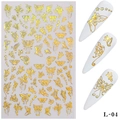 Detail of L-04 gold butterfly and fairy 3D nail art stickers with metallic finish effects - Laser Gold Butterfly (L04)
