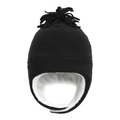 Detail view of the warm fleece lining and ear protection on the black winter hat - Size 50 (1-3 Years) / Black