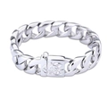 Men's silver-tone Cuban link bracelet in polished stainless steel with embossed clasp - 22cm / Steel Style (KB23621-D)