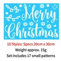 Blue 20x30cm Merry Christmas static window sticker with 17 white snowflake decals - Model 10 Artistic Letters