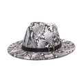 Dettaglio cappello in lana a serpentina con fascia in pelle nera e fibbia dorata - M (56-58cm) / Bianco