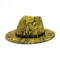 Dettaglio cappello in feltro giallo con motivo a serpente, fascia nera e fibbia - M (56-58cm) / Verde