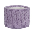 Detailansicht eines lila Kinder-Strick-Halswärmers mit warmem Fleece-Innenfutter - Halswärmer / Lila