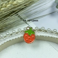 DIY Strawberry Enamel Charm 16x12mm Golden Alloy Pendant for Jewelry Making - 1# Strawberry