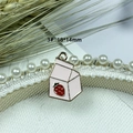 Pink strawberry milk box enamel charm in gold finish for DIY jewelry crafts 18x14mm - 3# Strawberry Milk