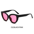 Cat eye sunglasses with classic black frame and transparent pink lenses in C6 variant - Black Frame Pink Lens