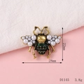 Detail of vintage bee charm with pearls and green enamel for DIY jewelry making - D1145 Dark Green Bee Small