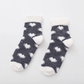 Calze di peluche in pile corallo grigio scuro e bianco con motivo a cuore - Taglia unica / Cuore Nero