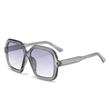 Y2K square oversized sunglasses in transparent grey frame with gradient purple lenses - Transparent Grey Frame Gradient Grey Lens