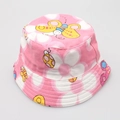Detailed top view of pink kids sun hat with colorful butterfly and flower prints - No.12 Pink Butterfly