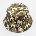 Detail view of camouflage sun hat featuring star and letter B pattern for kids - No.17 Army Green Camouflage