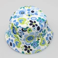 Kids colorful floral sun bucket hat featuring a vibrant geometric pattern and wide brim - No.3 White Blue Flower