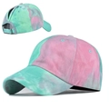 Gorra de béisbol de algodón tie-dye verde menta y rosa con abertura para coleta trasera - Tie-Dye Verde Menta/Rosa Pálido (Rosa Fuerte)